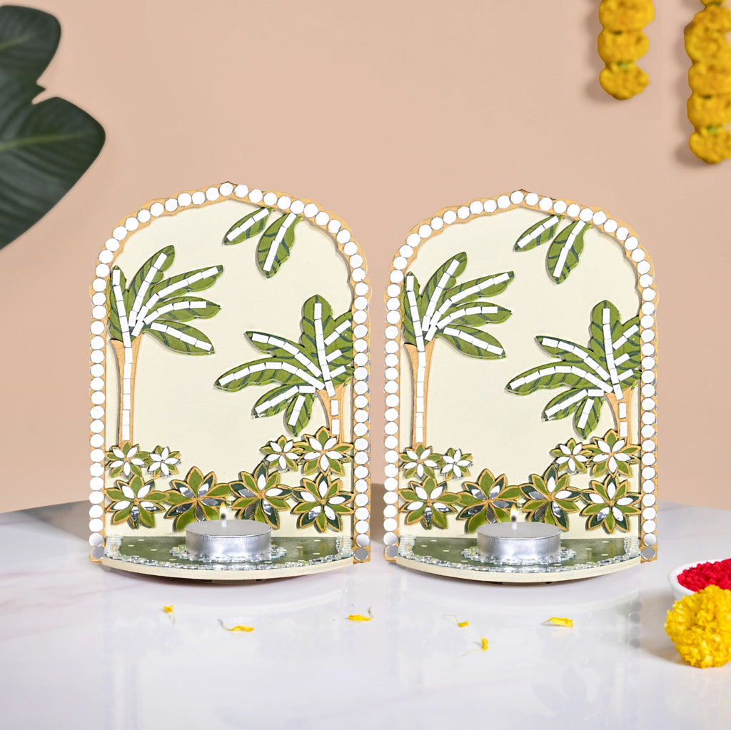 Handmade Lippan Art Tealight Candle Holder Set Of 2 Nestasia