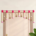 EcoCharm Handmade Pink Shola Bloom Front Door Jute Bandarwal 113x39cm Nestasia