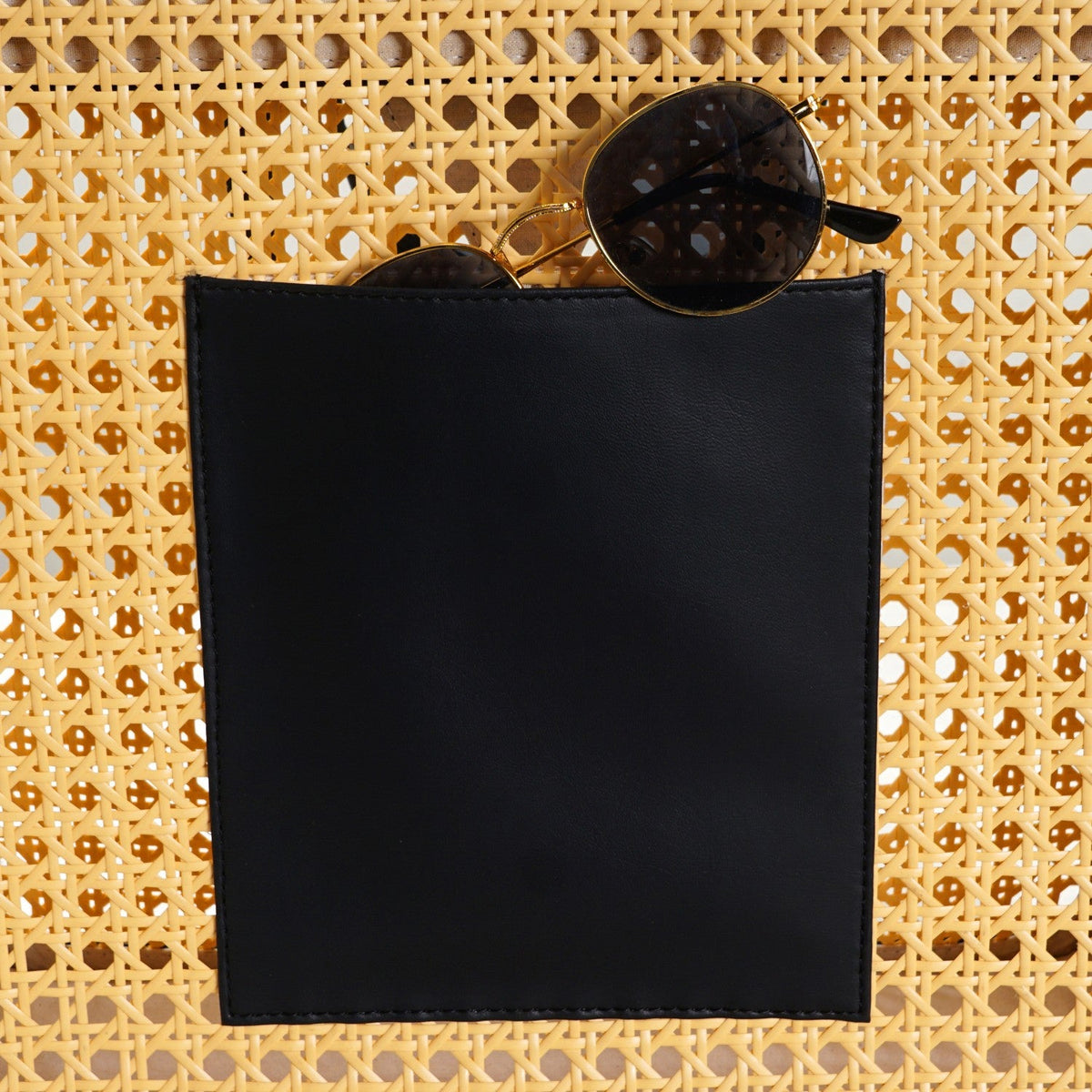 Classic Black Rattan Cane Webbing Tote Bag Nestasia