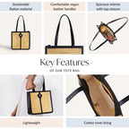 Classic Black Rattan Cane Webbing Tote Bag Nestasia