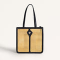 Classic Black Rattan Cane Webbing Tote Bag Nestasia