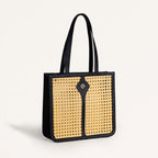 Classic Black Rattan Cane Webbing Tote Bag Nestasia