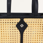 Classic Black Rattan Cane Webbing Tote Bag Nestasia
