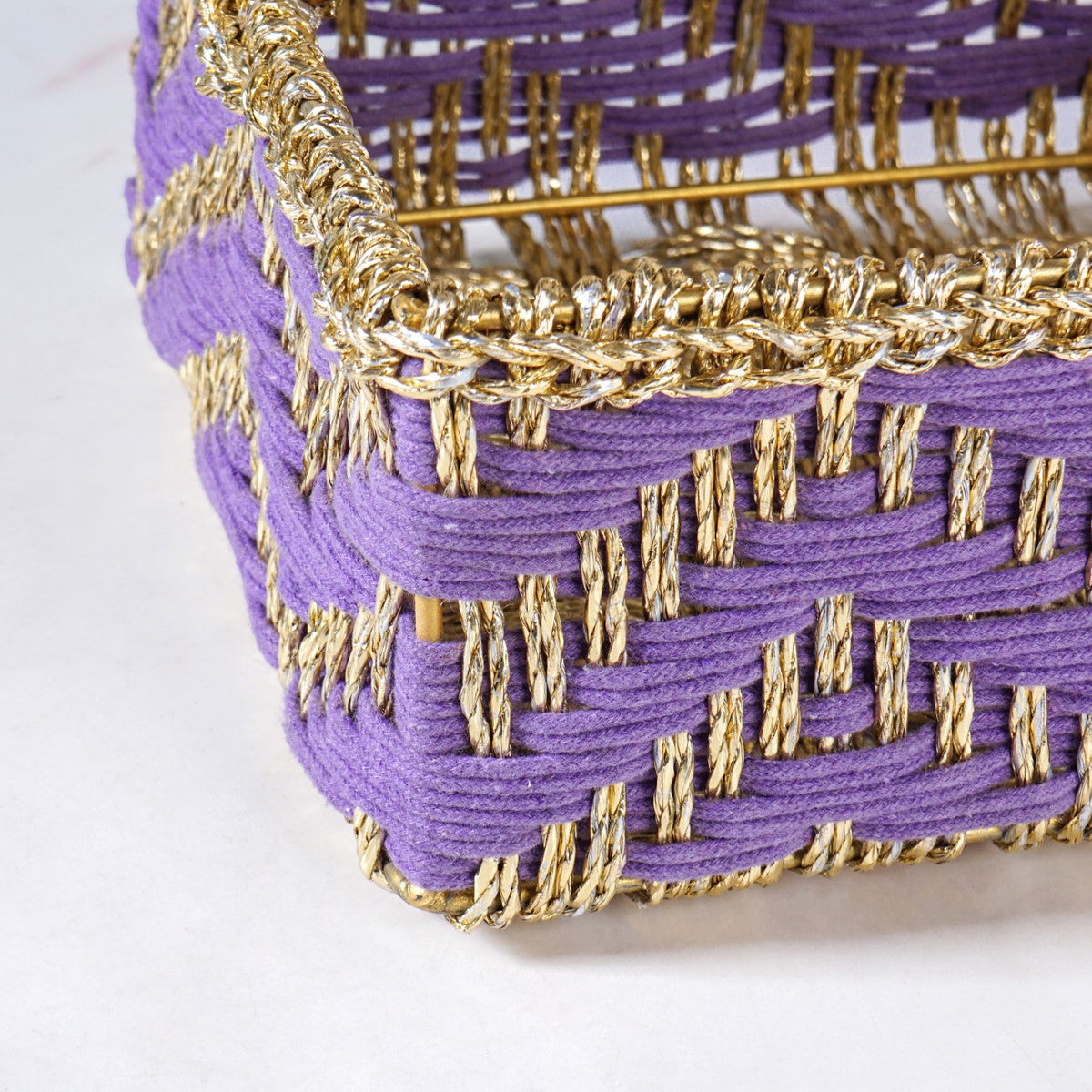 Handwoven Gift Basket With Movable Handle Lavender Nestasia