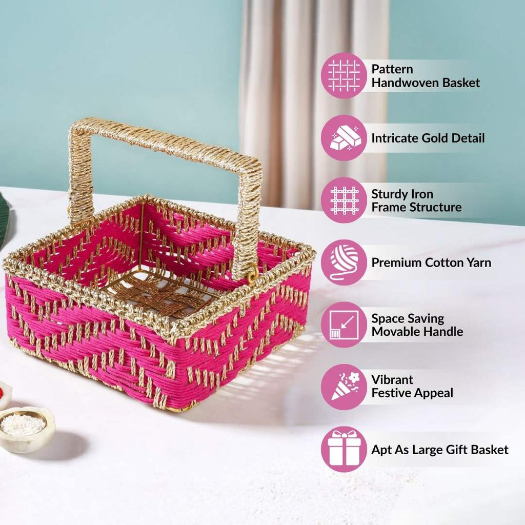 Gift Hamper Basket With Movable Handle Pink Nestasia