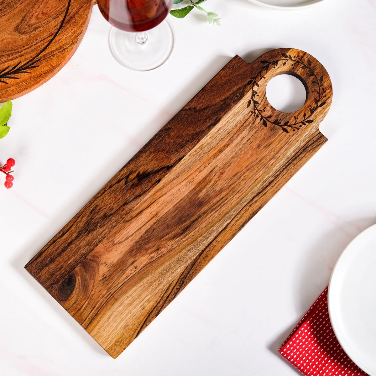 Wreath Ring Acacia Wood Platter 44x15cm Nestasia