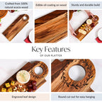 Wreath Ring Acacia Wood Platter 44x15cm Nestasia