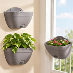 Hanging Self Watering Mori Railing Planter Pot Rock Brown Set Of 3 Nestasia