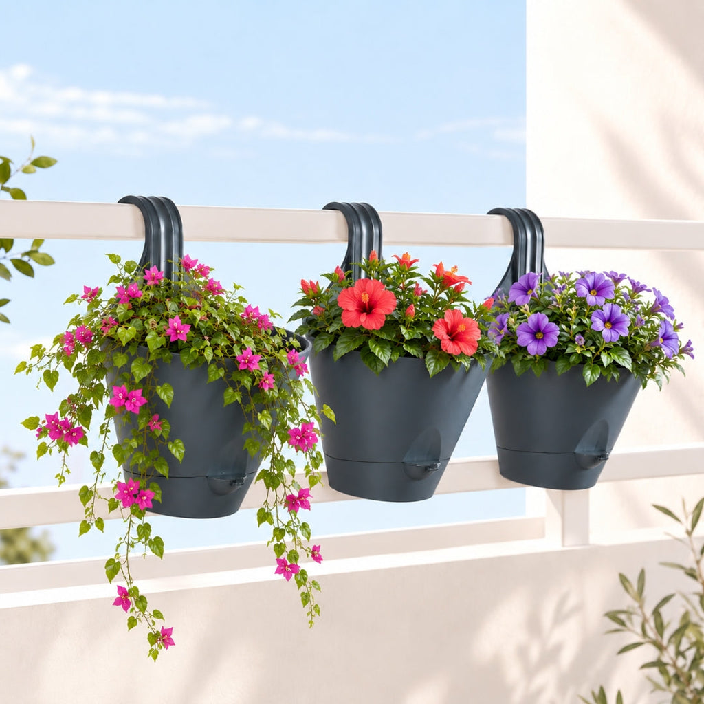 Hanging Alpina Planter Self Watering Grey Set Of 3 Nestasia