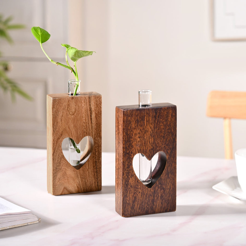 Heart Shaped Planter Pair With Removable Test Tubes Nestasia