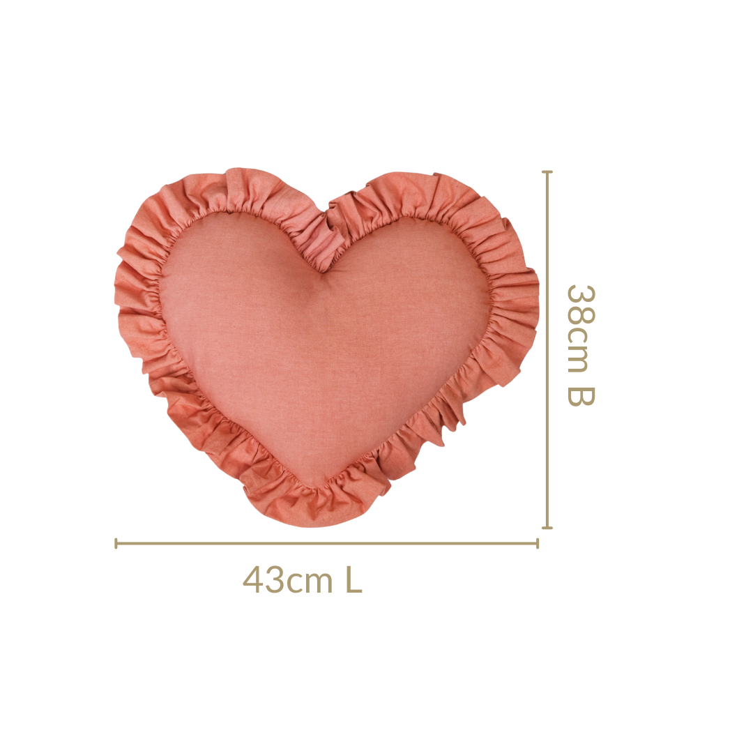 Frilly Heart Cotton Cushion Dusty Pink 43x38cm Nestasia