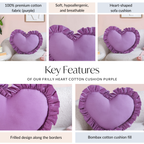 Frilly Heart Cotton Cushion Purple 43x38cm Nestasia