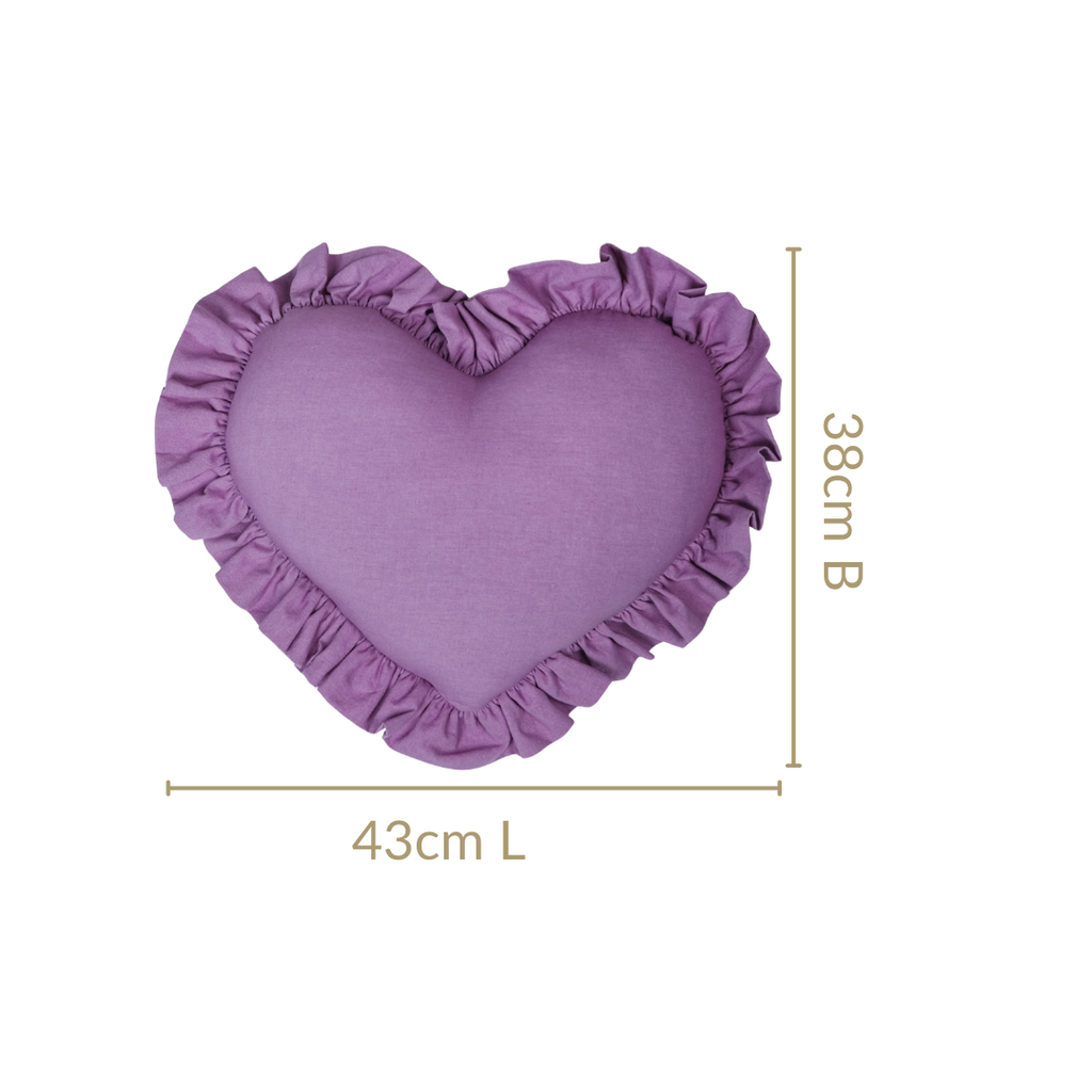 Frilly Heart Cotton Cushion Purple 43x38cm Nestasia