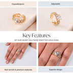 Heart Solitaire Knotted Gold Ring Nestasia