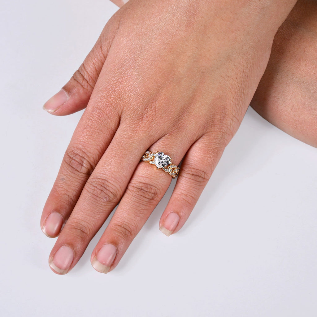 Heart Solitaire Knotted Gold Ring Nestasia