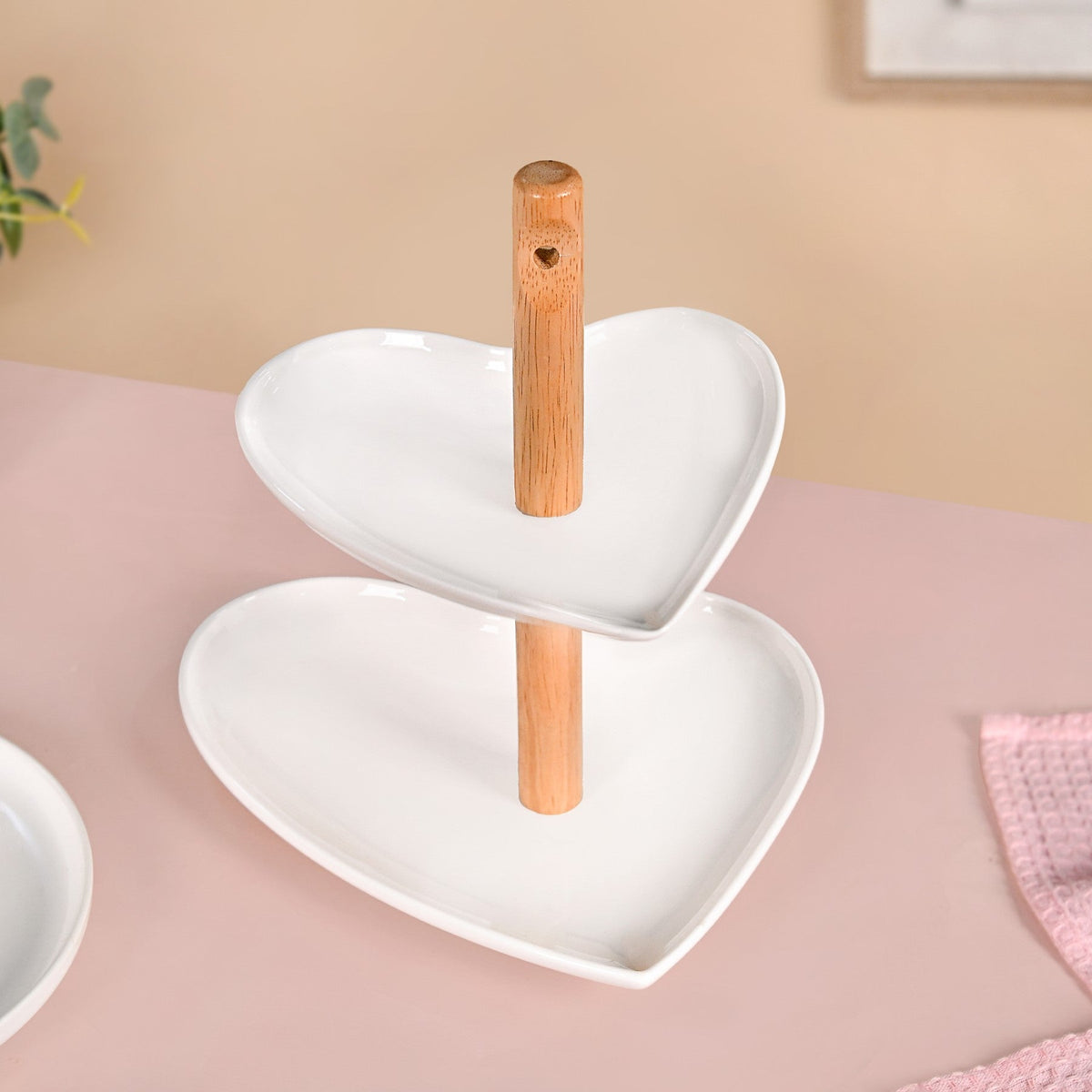 Heart Two Tier Ceramic Cake Stand Nestasia