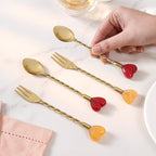 Heartstring Tea Spoon And Fruit Fork Set Of 4 Nestasia