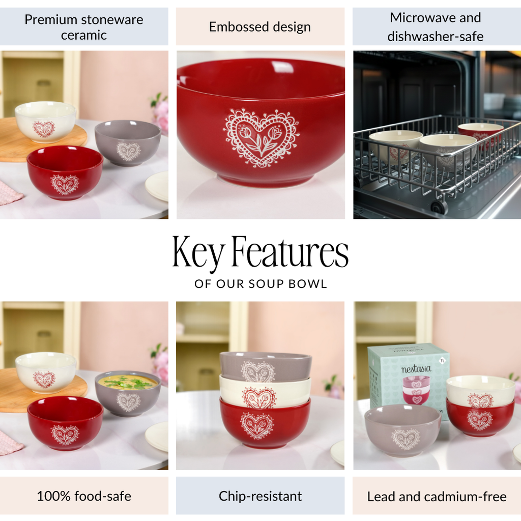 Hearty Ceramic Bowl Set Of 3 540ml Nestasia