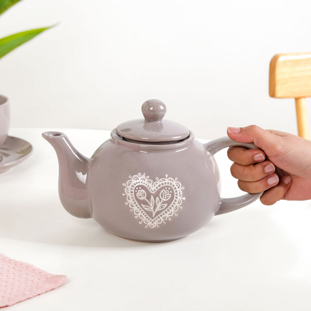 Hearty Ceramic Tea Pot Grey 1000ml Nestasia