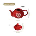 Hearty Ceramic Tea Pot Red 1000ml Nestasia