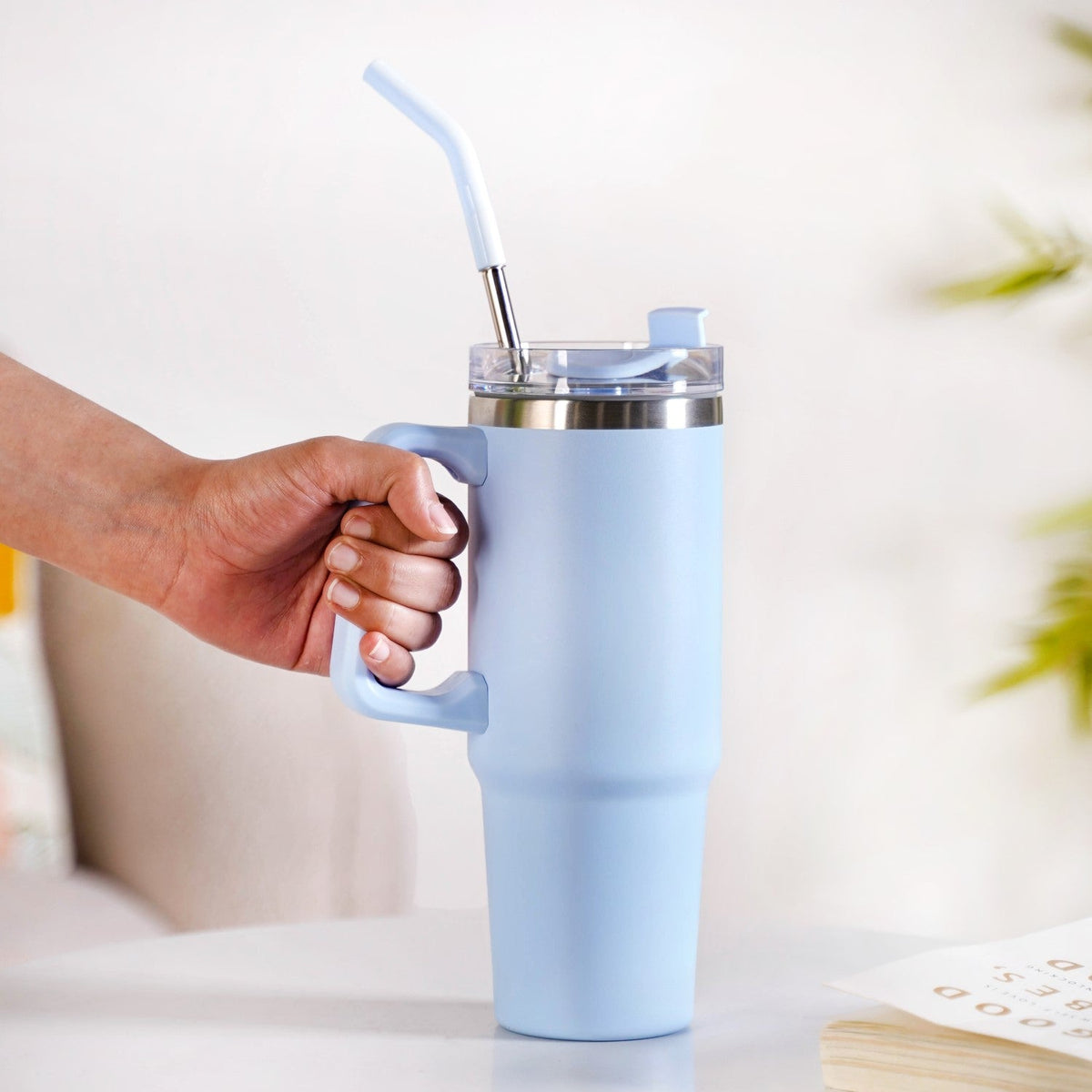 Glacio Leakproof Insulated Water Tumbler With Handle Arctic Blue 850ml Nestasia