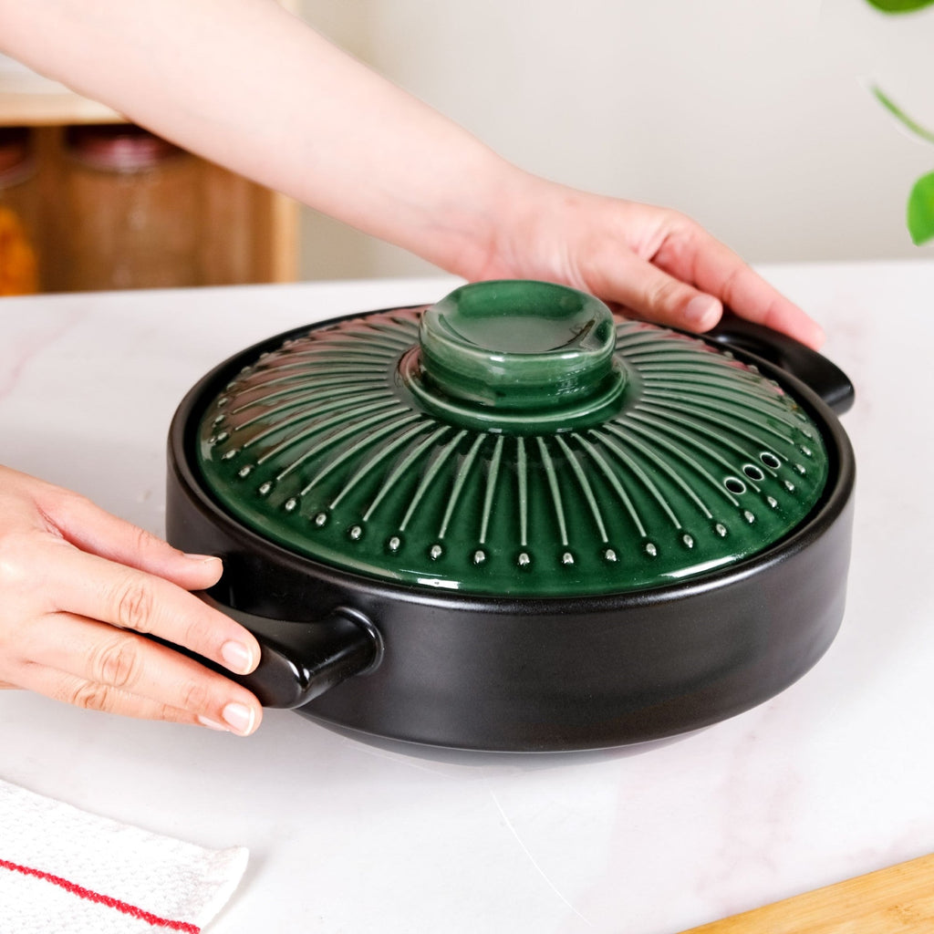 Botanica Ceramic Casserole Cooking Pot Green 2000ml Nestasia