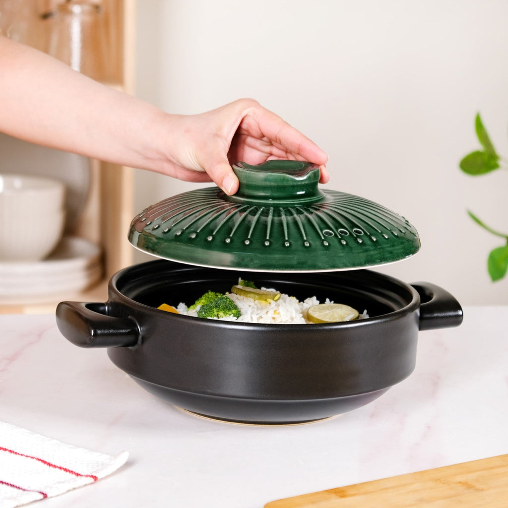 Botanica Ceramic Casserole Cooking Pot Green 2000ml Nestasia