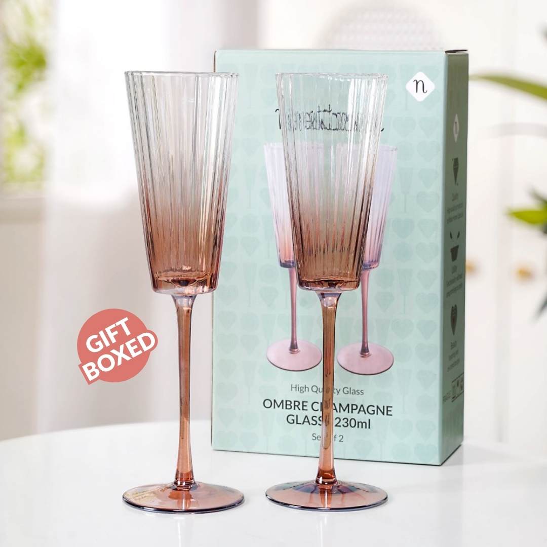 Helios Ombre Champagne Glass Set Of 2 230ml Nestasia