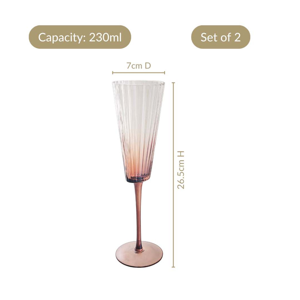 Helios Ombre Champagne Glass Set Of 2 230ml Nestasia