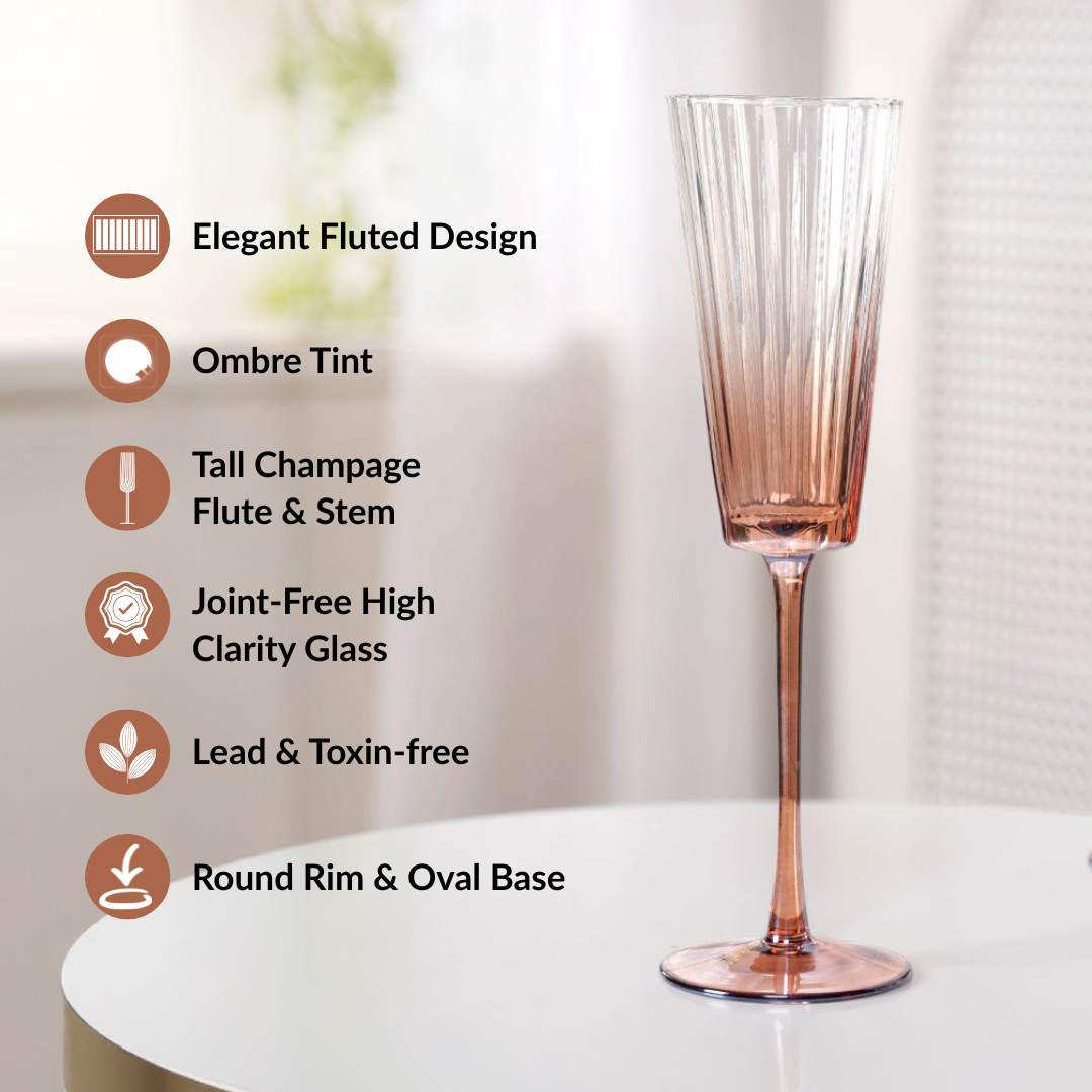 Helios Ombre Champagne Glass Set Of 2 230ml Nestasia