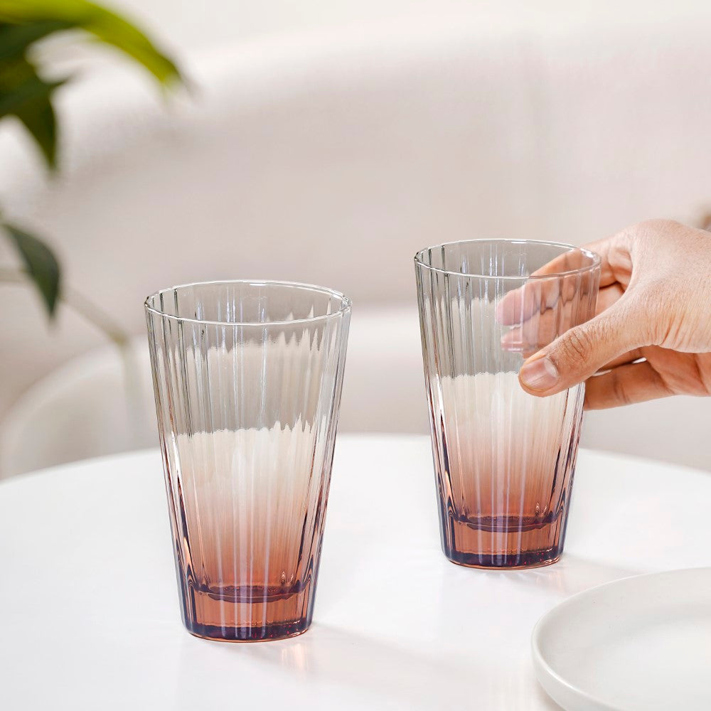 Helios Ombre High Ball Glass Tumbler Set Of 2 340ml Nestasia