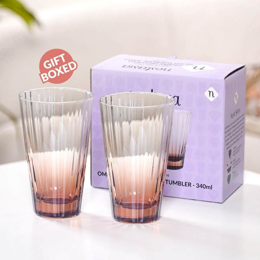 Helios Ombre High Ball Glass Tumbler Set Of 2 340ml Nestasia