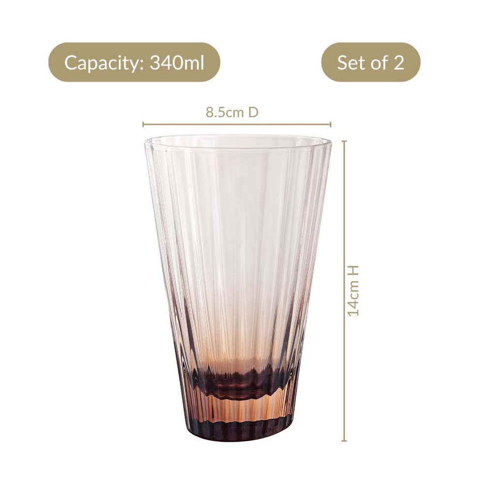 Helios Ombre High Ball Glass Tumbler Set Of 2 340ml Nestasia