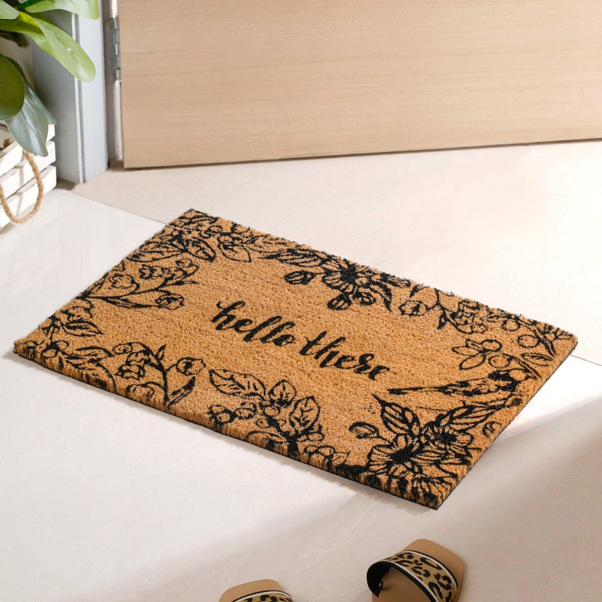 Hello There Printed Coir Welcome Mat 24x16 Inch Nestasia