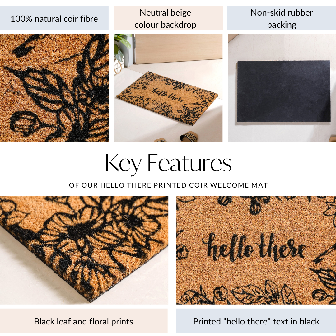 Hello There Printed Coir Welcome Mat 24x16 Inch Nestasia