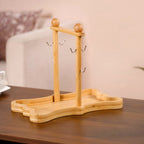 Hexagonal Minimalist White Tea Set With Wooden Stand Nestasia