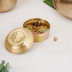 Brass Hibiscus Mukhwas Box with Lid – Traditional Spice Storage Container Nestasia