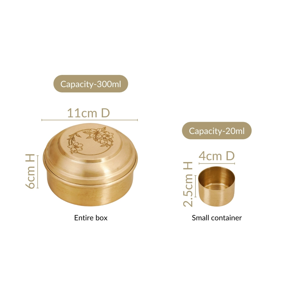 Brass Hibiscus Mukhwas Box with Lid – Traditional Spice Storage Container Nestasia