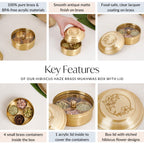 Brass Hibiscus Mukhwas Box with Lid – Traditional Spice Storage Container Nestasia