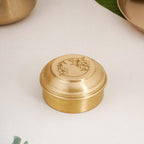 Brass Hibiscus Mukhwas Box with Lid – Traditional Spice Storage Container Nestasia