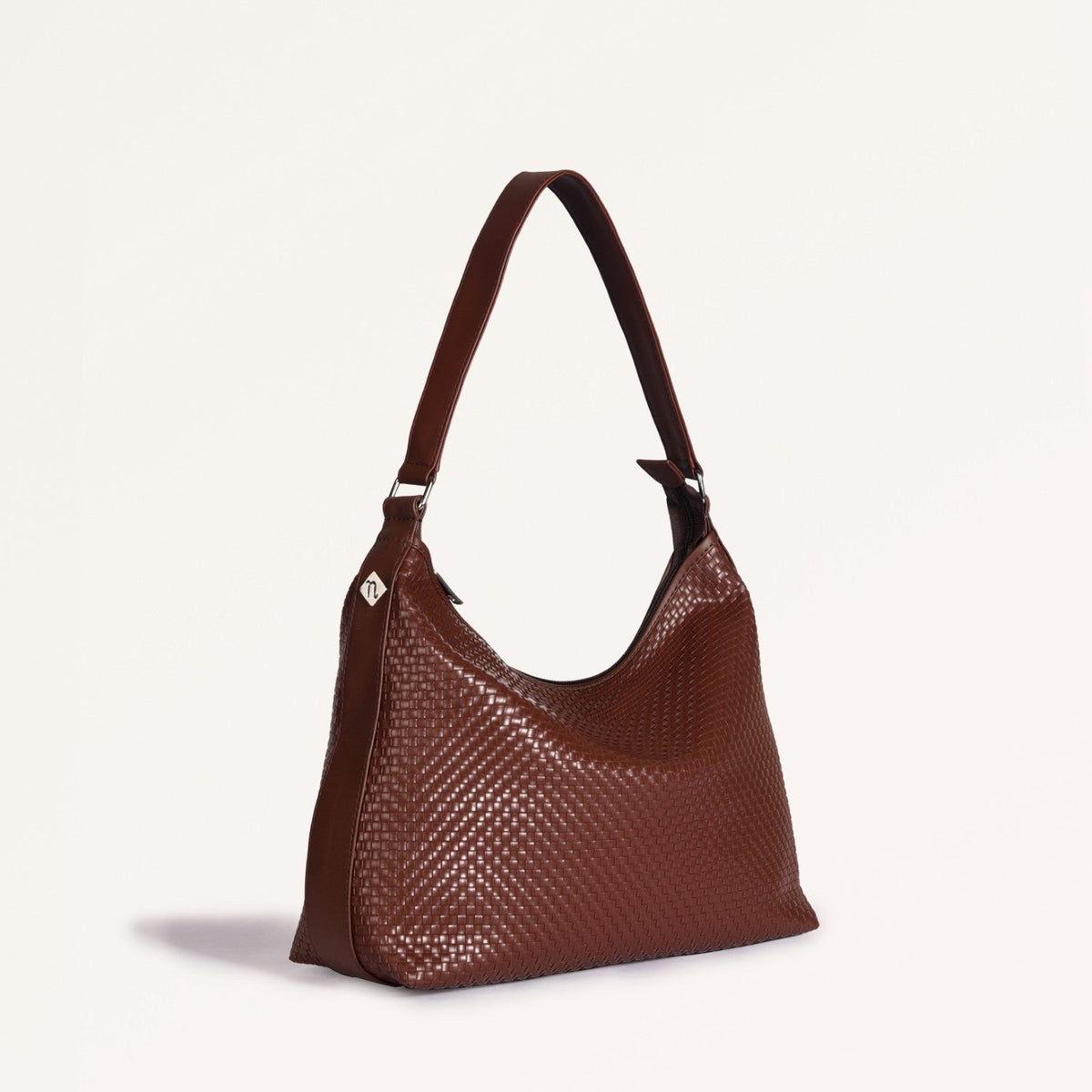 Soi Basket Weave Hobo Bag Brown Nestasia
