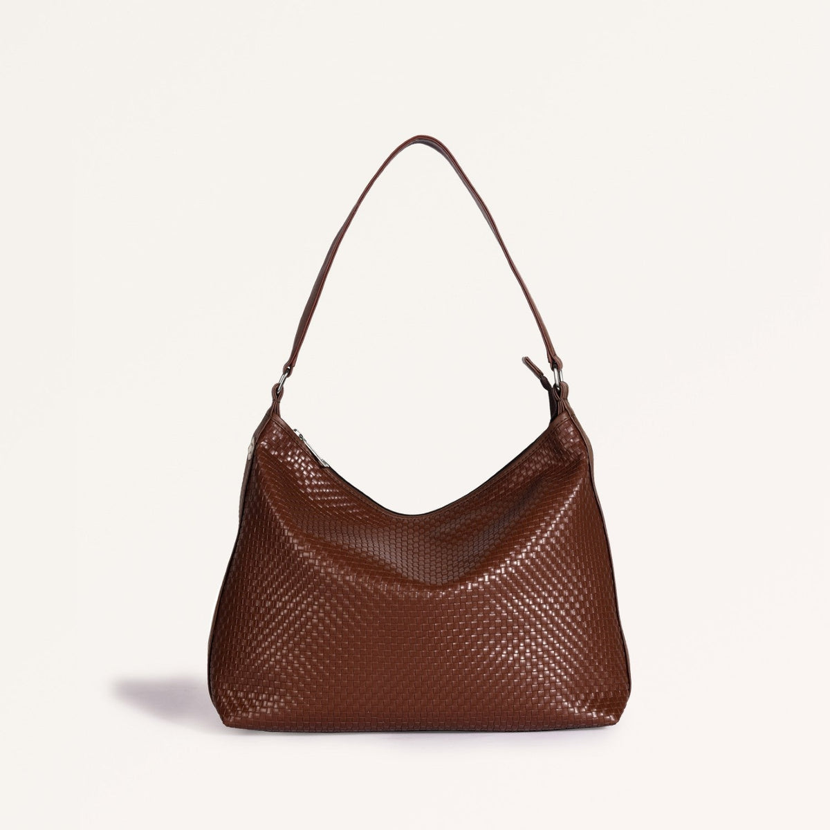 Soi Basket Weave Hobo Bag Brown Nestasia