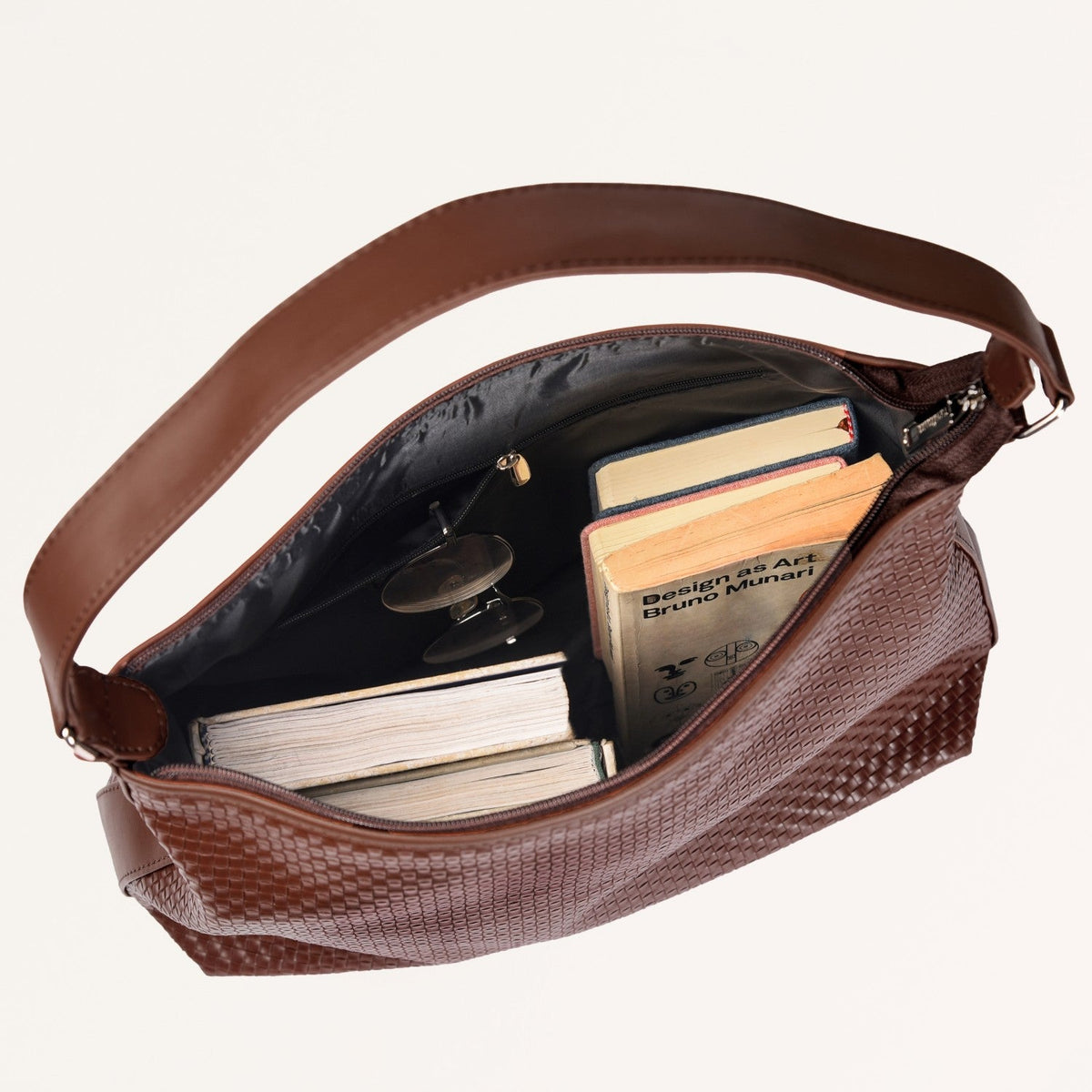 Soi Basket Weave Hobo Bag Brown Nestasia