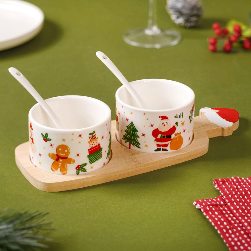 Holiday Season Snack Platter With Spoons And Tray Set Of 5 Nestasia