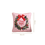 Holiday Wreath Embroidered Christmas Cushion Cover 40x40cm Nestasia