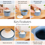 Homebrew Cooking Pot Ceramic Blue 1500ml Nestasia