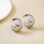 Honeycomb Textured Silver Hoop Earrings Nestasia
