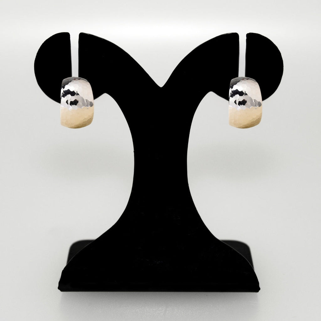 Honeycomb Textured Silver Hoop Earrings Nestasia