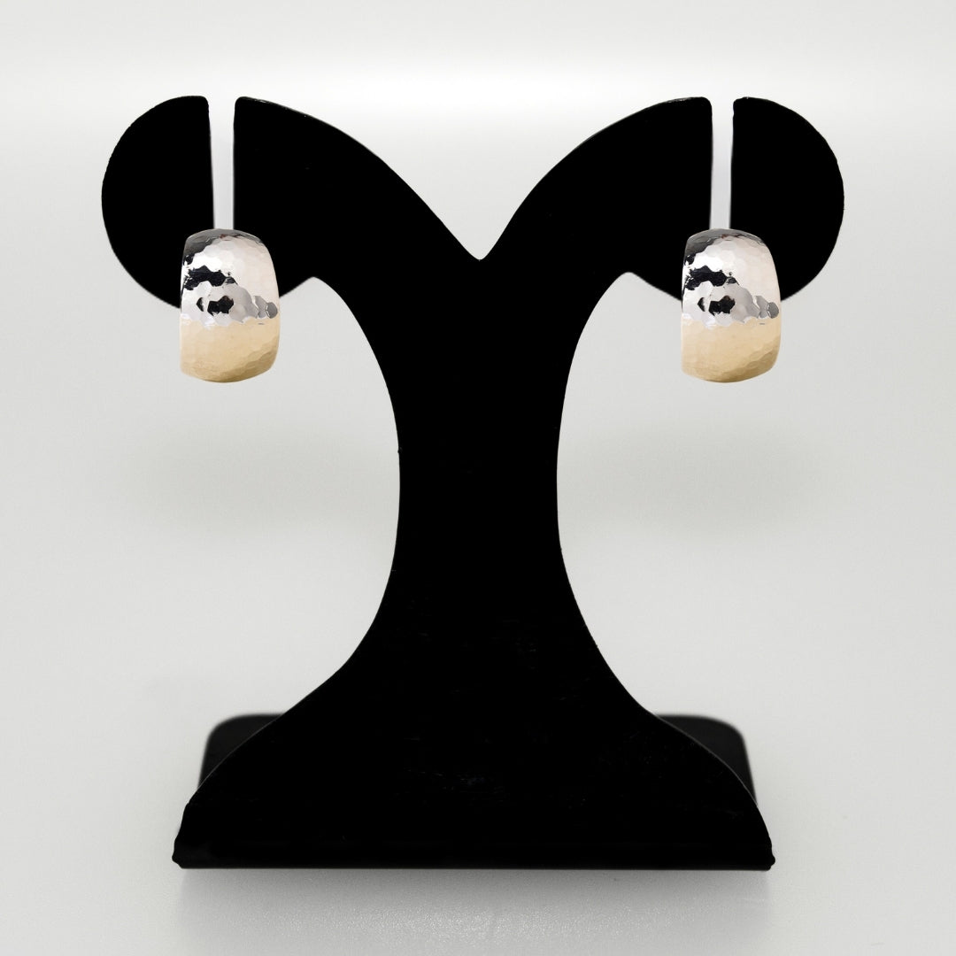Honeycomb Textured Silver Hoop Earrings Nestasia