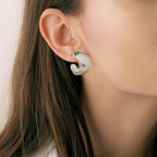 Honeycomb Textured Silver Hoop Earrings Nestasia